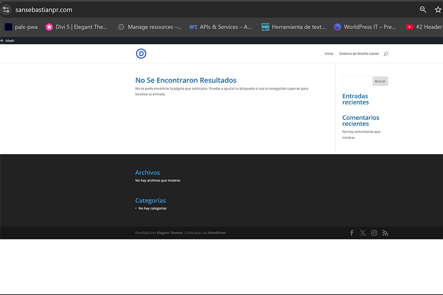 Imagen de un sitio WP recien insatalado